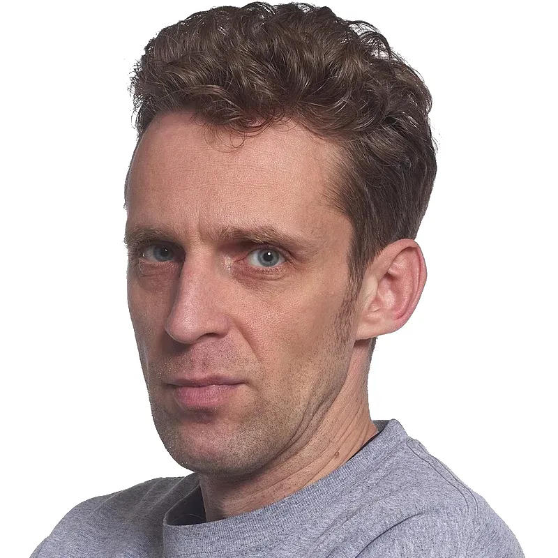 The same man on a plain white background