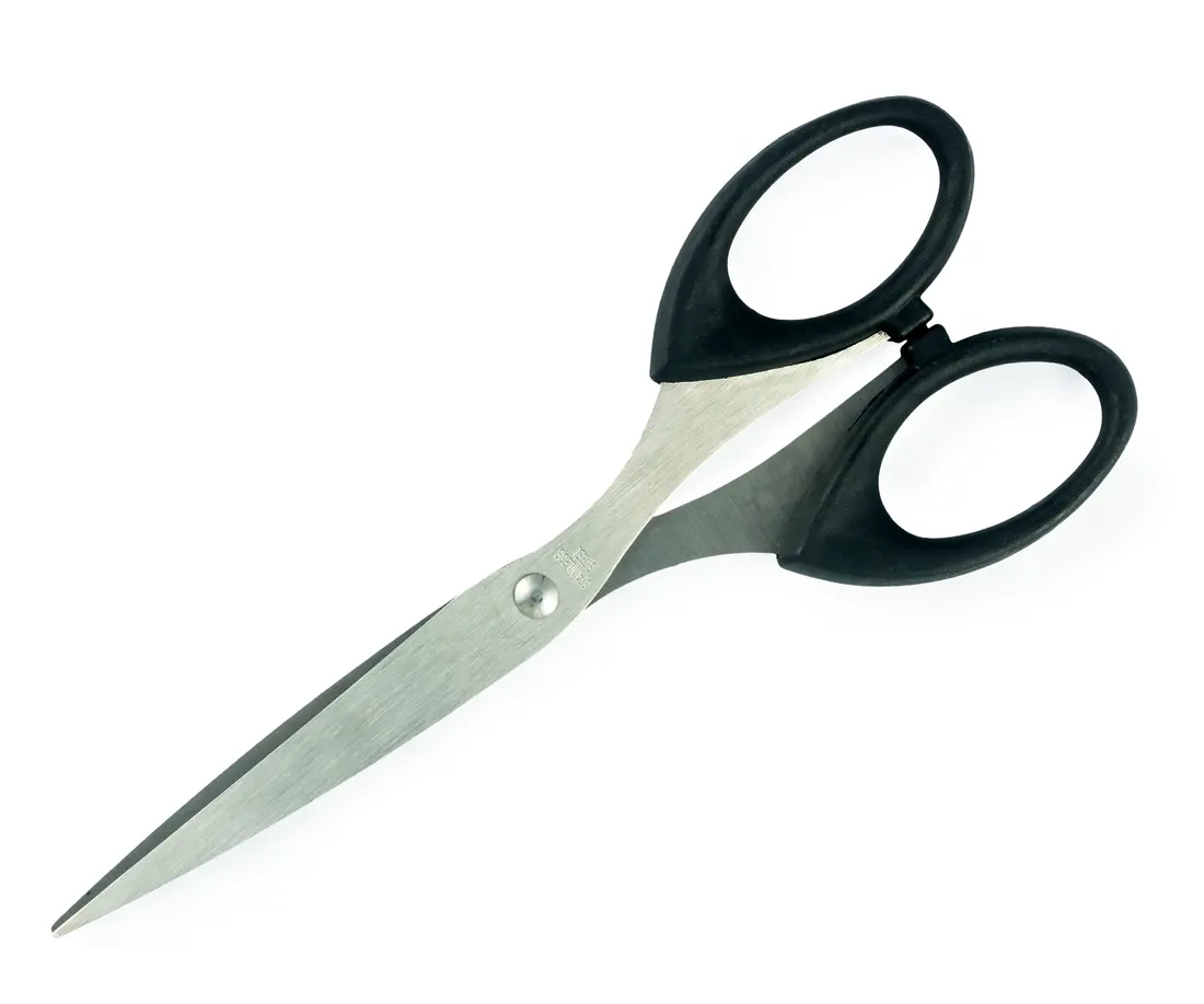 A pair of scissors, outlined by a polygon with a point at each corner