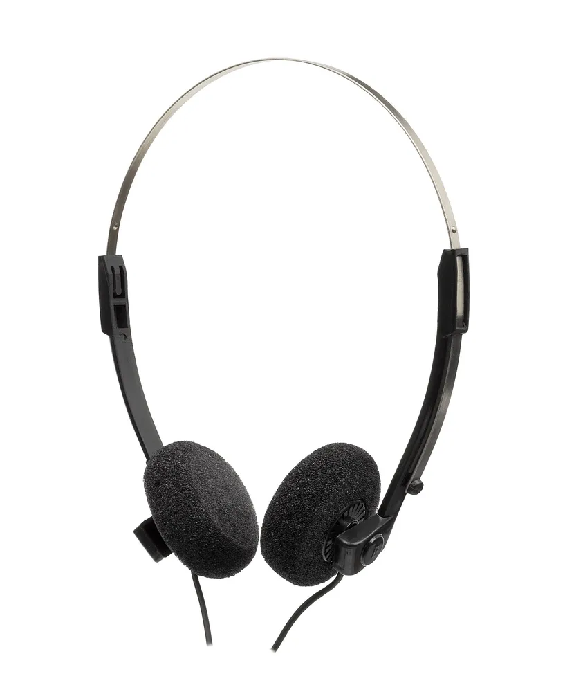 A pair of headphones on a white background